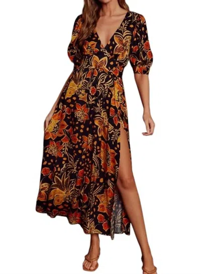 Dress Forum Heavenly Surplice Slit Maxi Dress In Black/multi