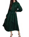 Dress Forum Houndstooth Satin Midi Dress In Forest Green In Green
