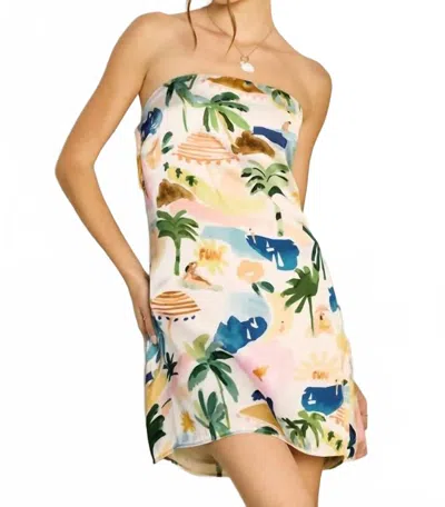 Dress Forum Isla Bonita Strapless Back Detail Mini Dress In Resort Isle In Multi