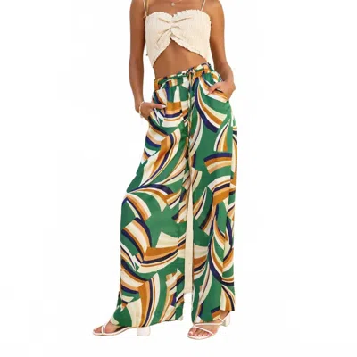 Dress Forum Jessie Satin Wid Eleg Pants In Multi In Green