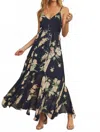 Dress Forum Key To My Heart Floral Flared Hem Maxi Dress In Navy In Multi