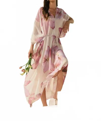 Dress Forum Kip Kaftan Midi Dress In Pink In Multi