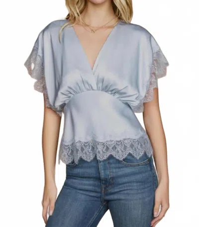 Dress Forum Lace Blouson Top In Powder Blue