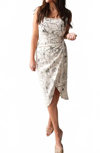 Dress Forum Linen Palm Print Dress In Oceanside In White
