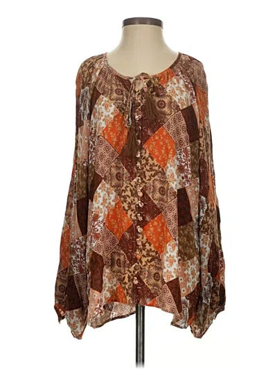 Pre-owned Dress Forum Long Sleeve Blouse In Brown