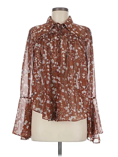 Pre-owned Dress Forum Long Sleeve Blouse In Brown