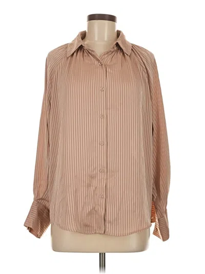 Pre-owned Dress Forum Long Sleeve Blouse In Tan