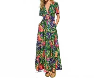 Dress Forum Make Waves Plunging Tiered Maxi Dress In Fuchsia Rio In Multi