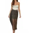 Dress Forum Metallic Pleated Side Slit Maxi Skirt In Bistro Gold In Gray
