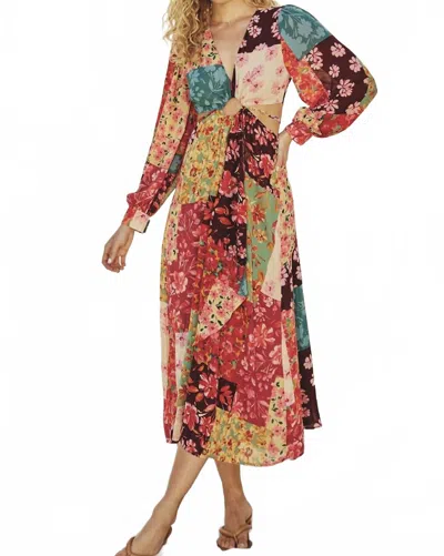 Dress Forum Mon Cheri Oring Cut Out Long Sleeve Dress In Rococo Garden In Multi