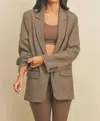 Dress Forum Multi Color Houndstooth Oversized Blazer In Taupe/indigo/camel In Multi
