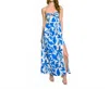 Dress Forum Mykonos Strapless Contrast Binding Maxi Dress In Capri Blue In Multi