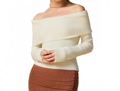Dress Forum Off Shoulder Sweater In Ivory In White