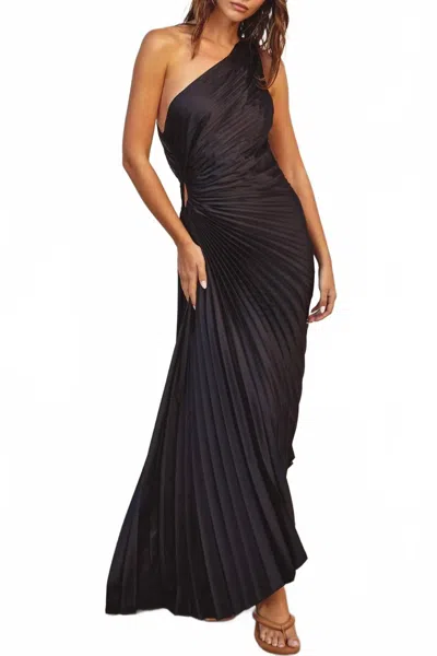 Dress Forum Olympia Asymmetric Pleated One Shoulder Dress In Black