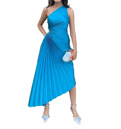 Dress Forum Olympia One-shoulder Maxi Dress In Atlantic Jewel In Blue