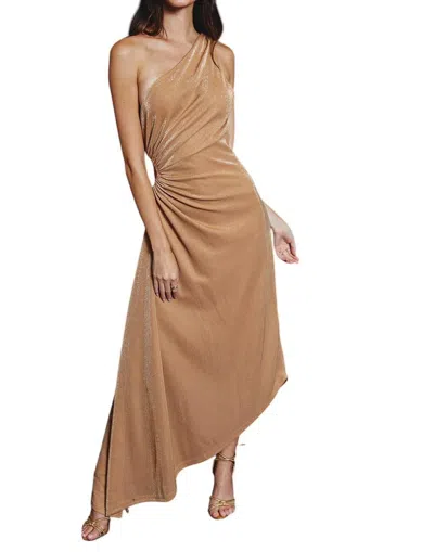 Dress Forum Pearlie Midi Dress In Camel/gold In Multi