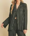 Dress Forum Pleated Button-down Top In Black In Black