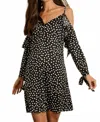 Dress Forum Polka Dot Flutter Mini Dress In Black In Black