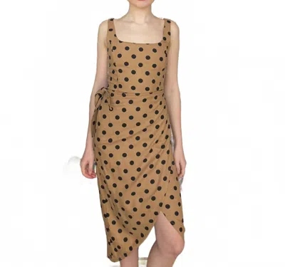 Dress Forum Polka Dot Midi Dress In Mocha In Multi