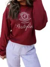 Dress Forum Portofino Wine Embroidered Sweatshirt In Burgundy In White