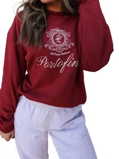Dress Forum Portofino Wine Embroidered Sweatshirt In Burgundy In White