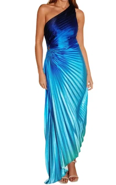 Dress Forum Radiance Ombre Asymmetrical Pleated Maxi Dress In Blue