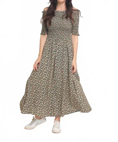 Dress Forum Rosalyn Floral Midi Dress In Charcoal In Multi