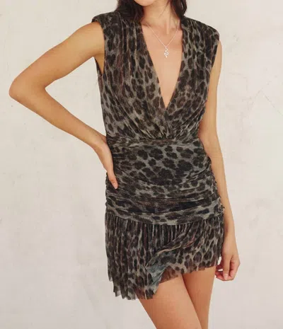 Dress Forum Ruched Mini Dress In Animal Print In Multi