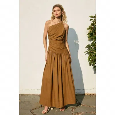 Dress Forum Ruched Palm Dress In Brown