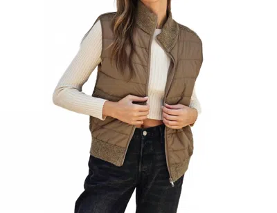 Dress Forum Sherpa And Puff Contrast Vest In Hazel In Beige