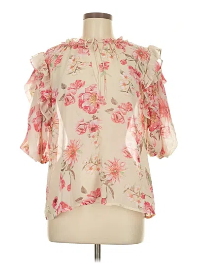 Pre-owned Dress Forum Short Sleeve Blouse In White