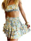 Dress Forum Skye Ruffle Mini Skirt In Floral Sky In Multi