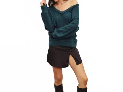 Dress Forum Slouchy V-neck Pullover Sweater In Teal In Blue