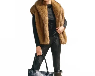 Dress Forum Snow Angel Collared Furry Vest In Light Brown