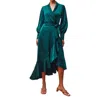 Dress Forum Sofia Satin Midi Dress In Deep Teal In Green