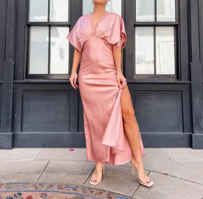 Dress Forum Sofie Lace Trim Maxi Dress In Ash Rose In Pink