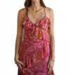 Dress Forum Stars Aligned Diagonal Ruffle Midi Dress In Red In Pink
