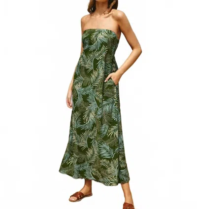 Dress Forum Strapless Slip Dress With Smocked Back Strap In Calliste Green In Multi