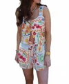 Dress Forum Summer Picnic Print Shorts & Tank Top Set In Multi In Multi