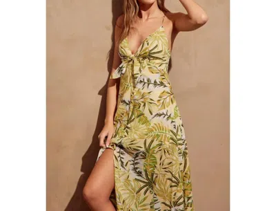 Dress Forum Sun Drenched Knot Front Maxi Dress In Yellow Mimosa In Green
