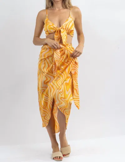 Dress Forum Sunset Cocktails Multiswirl Skirt Set In Yellow In Orange