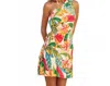 Dress Forum Super Bloom One Shoulder Ruched Mini Dress In Multi In Multi