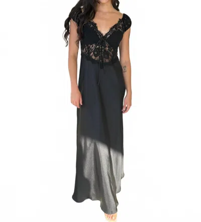 Dress Forum Sutton Satin Lace Maxi Dress In Black