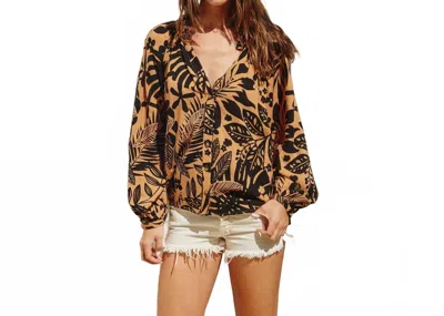 Dress Forum Sweet Summer Ruffled Neck Top In Sahara Sand In Brown