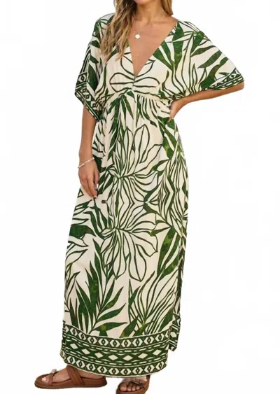 Dress Forum Take Me Away Double Plunge Maxi Dress In Ibizia In Green