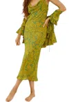 Dress Forum Tessa Ruffled Tie Front Blouse In Lime/green In Multi