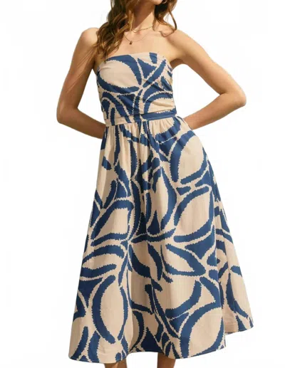 Dress Forum Tide And Seek Tube Top Midi Dress In Blue