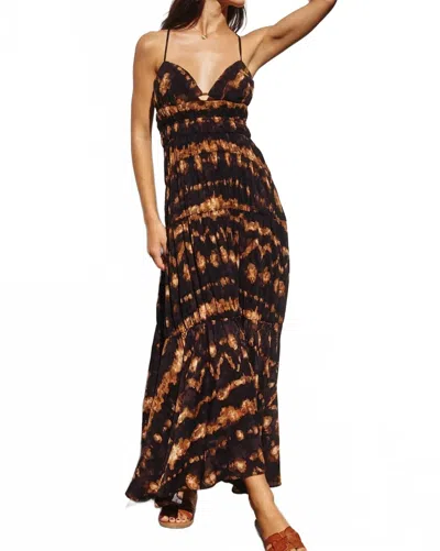 Dress Forum Tie Dye Maxi Dress In Black And Brown In Multi