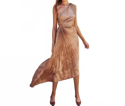 Dress Forum Too Precious One Shoulder Asymmetrical Dress In Golden Sand In Brown