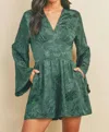 Dress Forum Tropical Jacquard Kimono Romper In Deep Emerald In Green